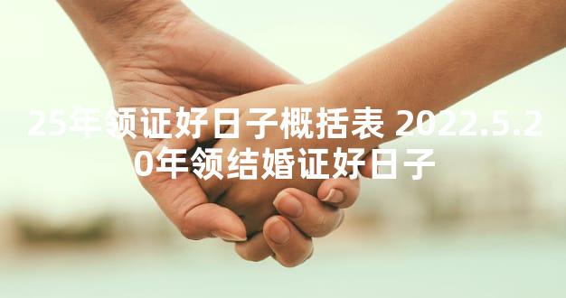 25年领证好日子概括表 2022.5.20年领结婚证好日子